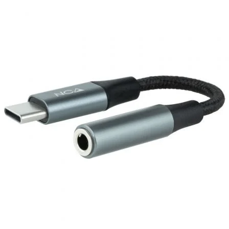 Nanocable Adaptador de Audio USB-C Macho a Jack 3.5 mm Hembra, 11 cm, Negro/Gris